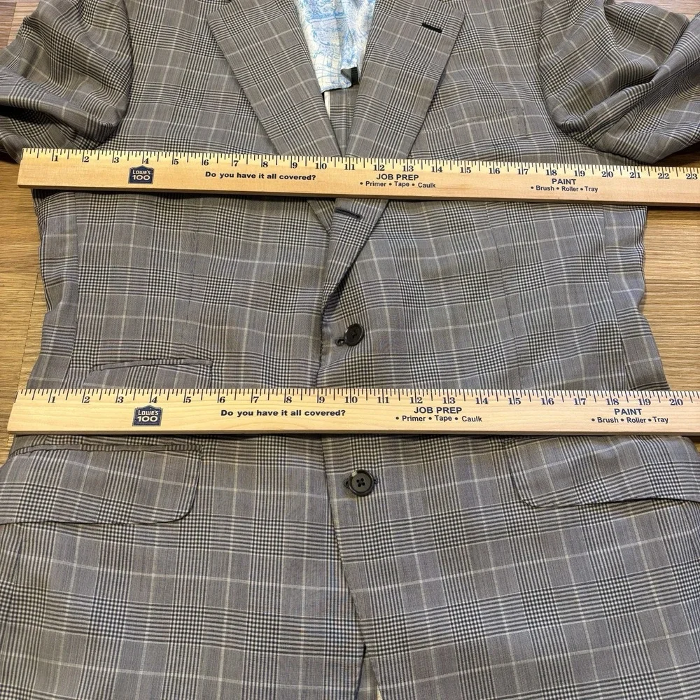 Ermenegildo‎ Zegna Blazer Mens 43L Trofeo 600 Gray Glen Plaid Wool Silk Lining